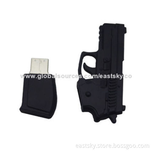 Custom Gun-shaped Thumb drive, made of soft PVC material, OEM orders welcomed